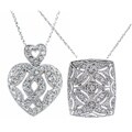 Sterling Silver CZ Filigree Heart Pendant