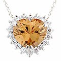 Sterling Silver Champagne CZ Heart Pendant
