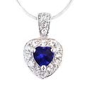 Sterling Silver Blue CZ Heart Pendant