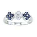 14k White Gold 1/6ct Diamond and Sapphire Ring