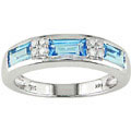 14k White Gold 1/10Ct Diamond Blue Topaz Ring