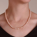 14k Gold Cultured Freshwater Pink Pearl Necklace (6.5-7 mm/ 18 in)