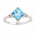 14k White Gold Diamond Blue Topaz Ring