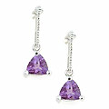 14k White Gold Diamond Amethyst Earrings
