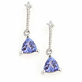 14k White Gold Tanzanite and Diamond Earrings