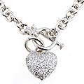 Sterling Silver CZ Heart Toggle Bracelet (2 Sided)