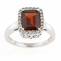 14k White Gold Garnet and 1/4ct Diamond Ring