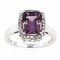 14k White Gold Amethyst Diamond Ring