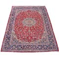 Hand-knotted Iranian Red/ Navy Kashan Wool Rug (10' x 14')