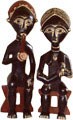 African Village Couple 16-inch Wood Sculpture (Ghana)