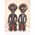 African Village Couple 14-inch Wood Statue (Ghana)