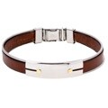14k Yellow Gold Steel & Leather 8.5-inch Bracelet