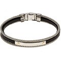 14k Gold and Steel Black Rubber Bracelet