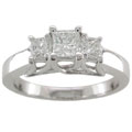 14kt White Gold 3/4ct TDW Princess Diamond Three-Stone Trellis Ring (H-I/ I1)