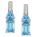 14-kt. White Gold Diamond Blue Topaz Earrings