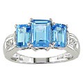 14k White Gold Diamond Blue Topaz Ring