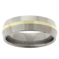 Men's Titanium & 14k Gold Beveled Band