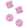 Sterling Silver Pink CZ Earring Set (2 Pair)