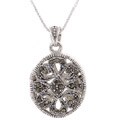 Sterling Silver Marcasite Oval Locket Pendant