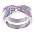 Sterling Silver Pink and Lavender Crossover CZ Ring