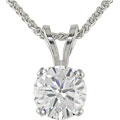 14k White Gold Round 1ct Diamond Solitaire Pendant