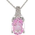 14k White Gold Diamond Pink Topaz Pendant