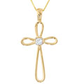 14k Gold 1/10ct Diamond Cross Pendant