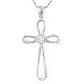 14k White Gold 1/10ct TDW Diamond Cross Pendant