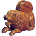 Handcrafted Coasters - Set-of-6 with Lion Holder