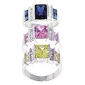 Sterling Silver Color & White CZ Ring