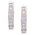 Sterling Silver CZ Princess-cut Hoop Earrings