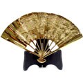 Brass Fan with Wooden Stand (Set-of-2)