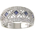 14kt White Gold 1/5-ct Diamond and Sapphire Ring