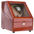 Walnut Double Watch Burgundy Winder Box for 5 Watches