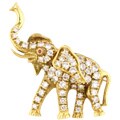18k Yellow Gold 3ct TDW Diamond Elephant Pin (J, SI-1)
