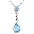 14k White Gold Diamond Blue Topaz Pendant