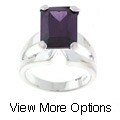 Sterling Silver Rhodium-plated Emerald Cut CZ Ring