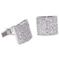 Rhodium-plated Sterling Silver Woven CZ Cuff Links