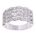 Sterling Silver CZ Four-row Wave Ring