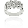 Sterling Silver CZ Four-row Wave Ring