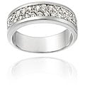 Sterling Silver Two Row CZ Band Ring