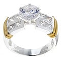 Sterling Silver Two-tone Band with CZ Ring