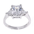 Sterling Silver Radiant-cut CZ Ring