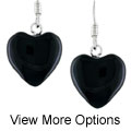 Silver & Gemstone Dangling Heart Earrings