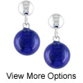 Silver Ball and Gemstone Bead Earrings