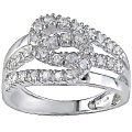 14k White Gold 1/3ct Diamond Two Loop Knot Ring