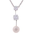 Sterling Silver Cultured FW Pearl and CZ Pendant