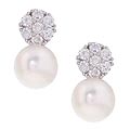 Sterling Silver Cultured Freshwater Pearl CZ Earrings