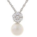 Sterling Silver Cultured FW Pearl CZ Pendant