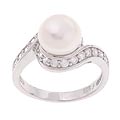 Sterling Silver Freshwater Pearl CZ Ring